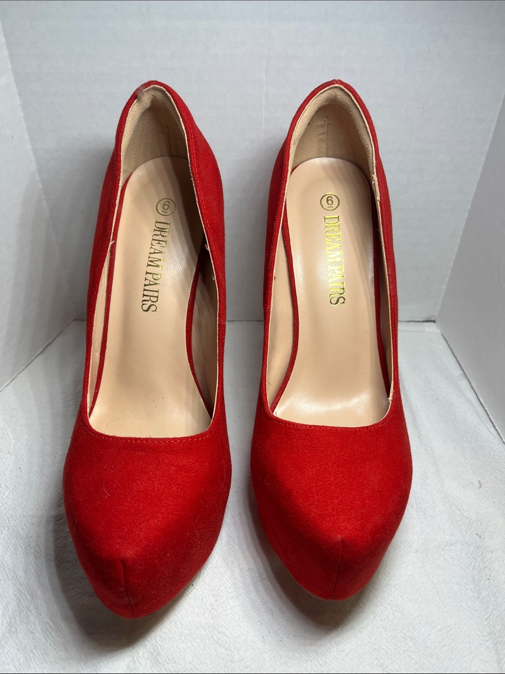 Dream Pairs Red Faux Suede Pointed-Toe High Heels